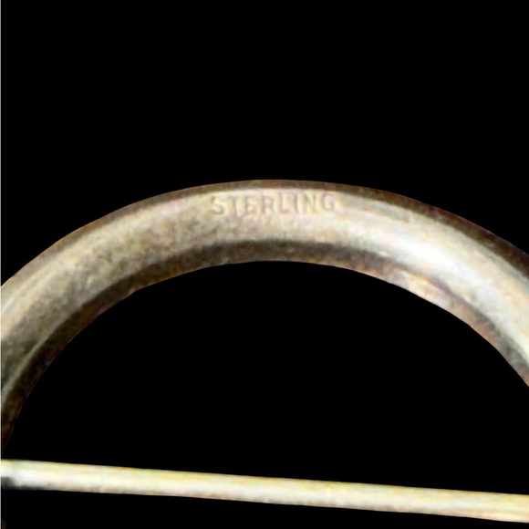 Vintage Sterling Silver Circle Channel Set Crystals Brooch - Picture 3 of 4